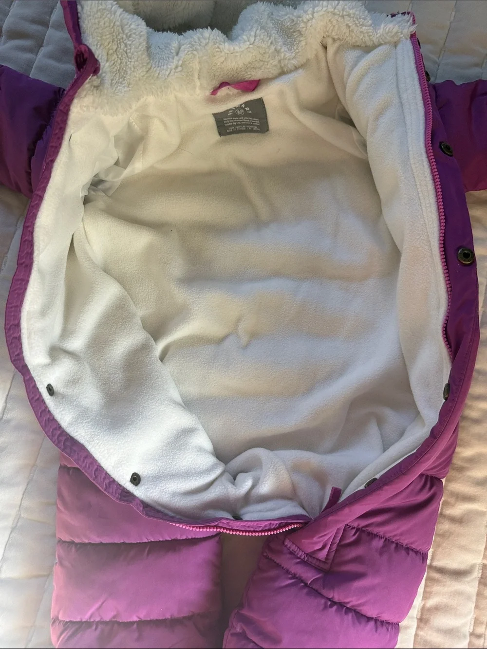 Primary Purple Puffer One-Piece Snowsuit with Hood 12-18m